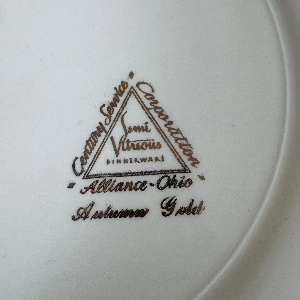 Century Service Corp Autumn Gold Wheat Plate Yellow Rim Semi Vitreous Dinnerware
